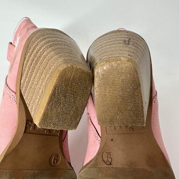 Girls Pink Western Cowboy Boots Size 6 With Silver Embroidery & Side Zippers - Picture 9 of 10